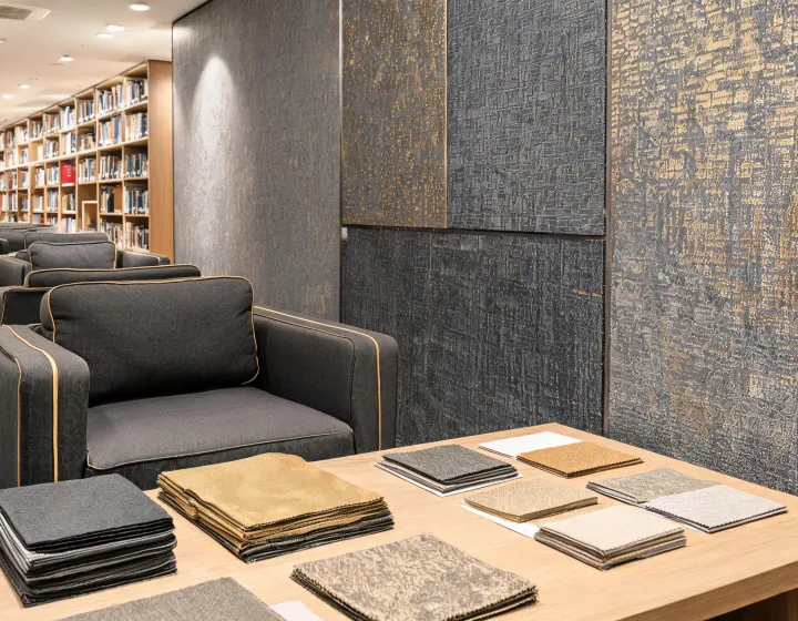 Commercial lounge with tactile upholstery and wallcovering